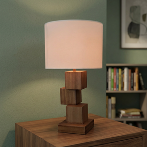 Modern Wooden Table Lamp with White Fabric Drum Shade LED Pendant <b>Light</b> E27 <b>Socket</b> for Bedroom Office Decor - Product Image 2