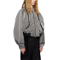 OEM anpassbare dünne Taslan Nylon Bomber Wind breaker Jacke mit unsichtbarer Kapuze und Stehkragen 100% Nylon Material