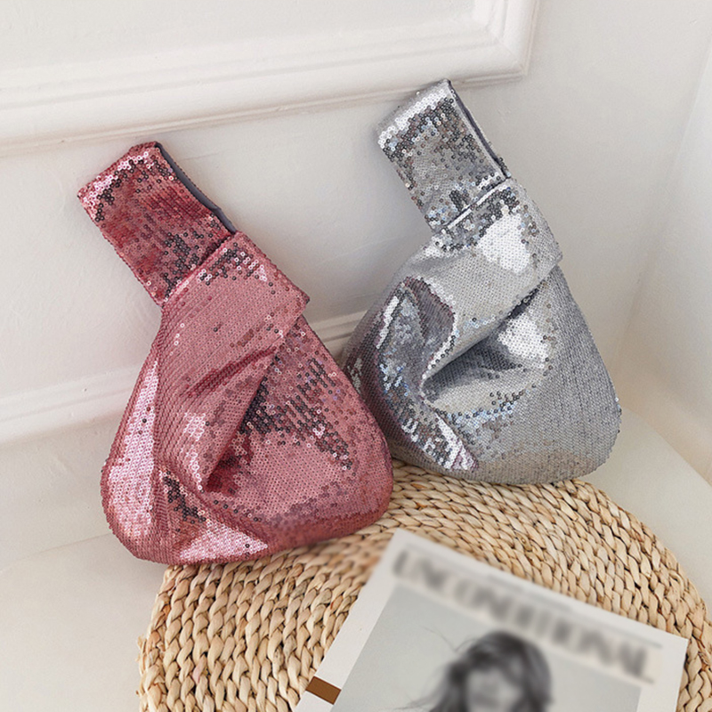 Pochette Glitterata Con Paillettes E Catena - Borsa Da Sera Per Donna