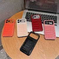 Étui porte-cartes pour iPhone 17 Pro Max pour filles, étui de luxe avec support en cuir croco pour iPhone 17 Pro Max