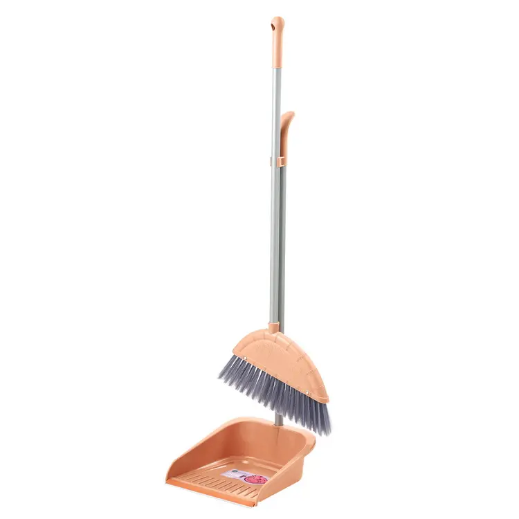Home Kitchen Household Floor Cleaning Tools Plastic Soft Broom with Dustpan Set Free Angle PET Broom Head