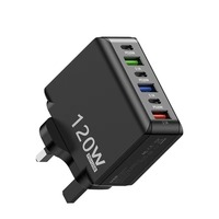 120W 3 puertos USB 3 tipo C enchufe de carga rápida seguro adaptador de cargador de pared de teléfono Compatible con iPhone Pro Max para Xiaomi