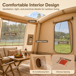 OEM/ODM 3-4 Person 8 Four-Season Quick-Open <b>Inflatable</b> Camping Tent Awning Cotton Canvas Air Column 15.8kg Lightweight - Product Image 3