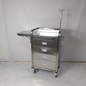 Hoogwaardige 304 roestvrijstalen ziekenhuis meubilair verpleegkar met wielen voor het overbrengen van medicijnen naar ziekenhuizen - Product Image 2