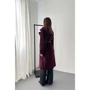 Manteau trench en cuir bordeaux pour femmes, vente en gros - Product Image 1