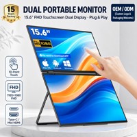 Moniteur portable ODM 15,6 pouces 1080P IPS Type C à triple écran tactile avec structure en alliage d'aluminium pour ordinateur portable