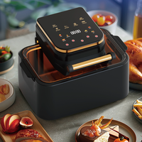 Friteuse à air électrique multifonctionnelle intelligente avec écran tactile LCD numérique, en plastique carré, 13 L, revêtement antiadhésif en PTFE, pour la maison