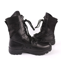Bottes tactiques de randonnée en cuir de vachette respirant à lacets, doublure en maille, vente en gros directe d'usine, couleur noire