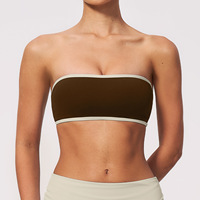 Soutien-gorge de yoga sans bretelles pour femme, antidérapant, sans coutures, tube top, soutien-gorge de sport extensible dans 4 directions, crop top pour l'entraînement et la gym