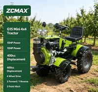 Mini tracteur de jardin 4x4 de 15 CV, 420 cm³, 4 temps, essence, petit tracteur agricole avec attelage 3 points
