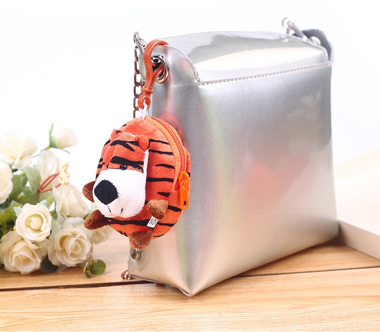 Portamonete Kawaii In Peluche Morbido Con Cerniera - Portachiavi Anime A Forma Di Animale Per Borsa - Colore Bianco Misto