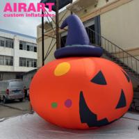 Calabaza Inflable con Sombrero de Bruja, Calabaza Inflable de Halloween con Cara de Payaso Impresa, Gran Decoración Inflable de Halloween para Centros Comerciales