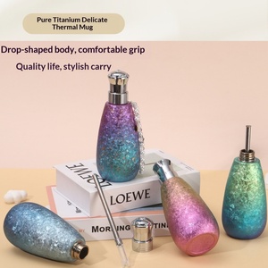 Pure <b>Titanium</b> Double-Layer Vacuum Insulated Cup 330ml 6-12h Thermal Retention Ice Flower Gradient Delicate Design Eco-Friendly - Product Image 3