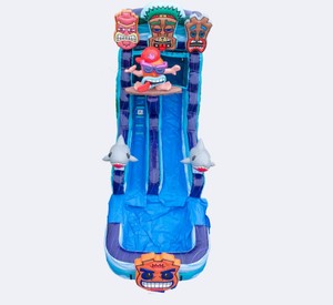 Tiki Island Shark Inflatable Water Slide, 16ft Tall Wet &amp; Dry Inflatable Slide <strong>for</strong> Kids Adults Backyard Fun - Product Image 2