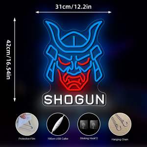 Masque Hannya japonais, enseigne au néon LED, décoration murale pour salle de jeux pour <span class=keywords><strong>les</strong></span> garçons gamers, cadeau de Noël idéal - Product Image 2