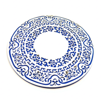 Sous-verre rond décoratif personnalisé en silicone, bleu et blanc, en caoutchouc souple PVC, pour la table