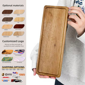 Plateau de service rectangulaire en <span class=keywords><strong>bois</strong></span> d'acacia, écologique, poli, pour aliments, fruits, desserts, cuisine, hôtel, restaurant, vaisselle - Product Image 1