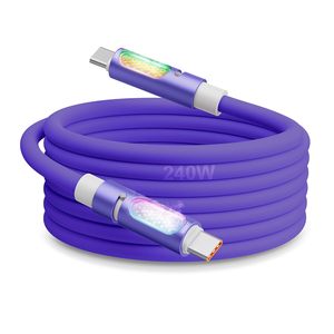 1.2m 240W PD Fast Charging <b>USB</b> C <b>Cable</b> with Aromatherapy & LED Light, Purple Silicone Data <b>Cable</b> for Wholesale - Product Image 1