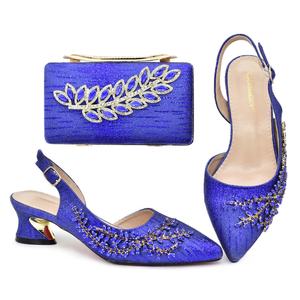 Offre Spéciale nouveaux modèles dames mariée bleu couleur Nigeria chaussures de mariage et sac à main assorti ensemble femmes chaussures et sac ensemble pour la fête - Product Image 1
