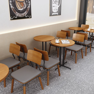 Juego de muebles de café occidental de madera maciza comercial-mesas y sillas duraderas para uso en restaurantes de cafetería y té - Product Image 1