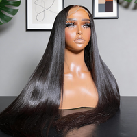 Peluca frontal de encaje HD transparente sin pegamento con cutículas alineadas, grado salón estadounidense, cabello humano virgen vietnamita liso SDD