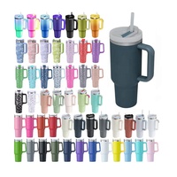 Mug Perjalanan Camping Personalisasi Grosir, Stainless Steel 40oz, Vakum Terisolasi, Tumbler Glitter Ramah Lingkungan, Pegangan Tangan, Tahan Panas