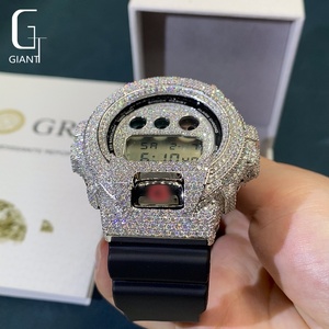 Boîtier de montre en moissanite Iced Out, <span class=keywords><strong>lunette</strong></span> DW6900, cadran diamanté, pièce de montre en argent sterling 925, moissanite VVS, passe le testeur de diamant - Product Image 3