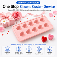 Molde de Silicona de Grado Alimenticio para Postres con Forma de Corazón de San Valentín, Bandeja de Regalo con 10 Cavidades para Marca Privada