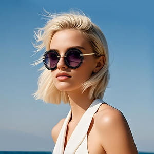 แว่นกันแดดผู้หญิงสไตล์ยุโรปอเมริกันแบบใหม่ ประดับคริสตัล ป้องกันรังสียูวี 400 กรอบโลหะสีดำ รุ่น Z839 ประเภท 3 - Product Image 1