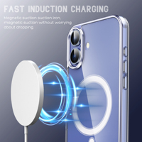 Pour iPhone 16 Plus Accessoires magnétiques pour téléphone Coque de téléphone transparente avec charge sans fil pour iPhone 16 Pro Max
