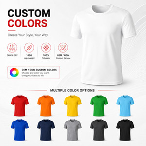 Custom Logo T-<b>shirt</b> 100% Polyester Quick Dry 180g Performance Sports Gym Tee Private Label Corporate Team Uniform Wholesale OEM - Product Image 3