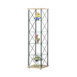 <b>Modern</b> Tempered Glass Display <b>Shelf</b> With Metal Frame Adjustable Rack For Living Room Home Furniture - Product Image 1