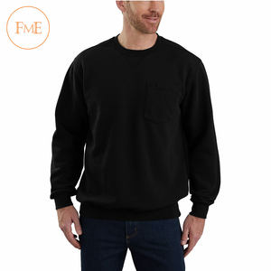 2020 sudadera de manga larga de algodón 100% de peso pesado personalizada para hombre, cuello redondo de alta calidad, de talla grande, anticontracción, Invierno sólido - Product Image 3