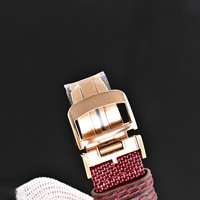 Montre de luxe haut de gamme pour homme, cadran en cristal saphir bordeaux, boîtier en or rose, mouvement automatique mécanique, style sport hip-hop, montre élégante