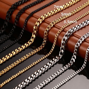 Bijoux fantaisie, breloque personnalisée, chaîne cubaine en acier inoxydable de 3 mm, vintage, or 18 carats, argent, noir, gravée, pour <span class=keywords><strong>homme</strong></span> - Product Image 5