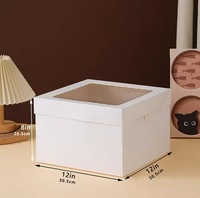 Vendita calda 8 10 da 12 pollici quadrati scatole per dolci in cartone alto con finestra scatole da forno bianche per torte multistrato