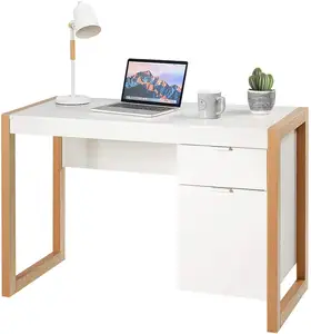 Escritorio de ordenador, armario con cajón ajustable, mesa de oficina en casa de madera Simple, PC, portátil, estación de trabajo, escritorio de estudio, escritorio de pie de Metal