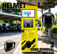Distributeur automatique de nettoyage de casques en acier inoxydable avec écran tactile 21,5 pouces, compatible ADA, paiement par carte de crédit et retour de monnaie, UV