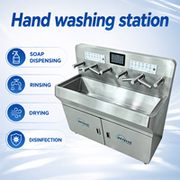Station de lavage des mains industrielle pour usine alimentaire avec fonctionnement automatique par capteur pour les espaces sensibles à l'hygiène humide - Équipement