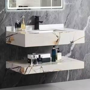 Современная настенная раковина из мрамора для ванной комнаты в отеле, прямоугольная, для мытья рук, с тумбой, для ванной комнаты - Product Image 5