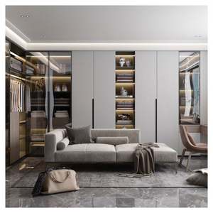 House Custom Design Furniture Double Wardrobes Eco-friendly <b>Wooden</b> MDF Clothes Closets Large Storage Space Armoire Counter - Product Image 3