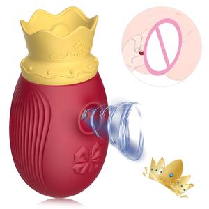 Vibrador en Forma de Corona para Mujer, Estimulador de Lengua, Color Rosa, Estimulador de Pezones, Clítoris y Succión, Juguete Sexual para Adultos - Product Image 1