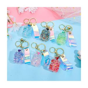 Acrylic Luminous Oil and Gas tank Keychain <b>Floating</b> Quicksand Pendant Exquisite Car Keychain Jewelry Wholesale - Product Image 1