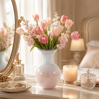 Vase en verre spiralé gris fumé, vase à fleurs soufflé à la main pour la décoration de la maison, centre de table et accent de présentoir
