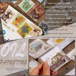 สติ๊กเกอร์ภาพวาดสีน้ำมันสไตล์เรโทร รูปทรงไม่สม่ำเสมอ กระดาษวาชิ ใช้ซ้ำได้ ตกแต่งบ้าน - Product Image 4