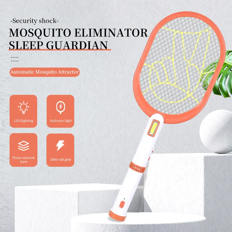EBay Amazon Hot Portable Rechargeable Electric Mosquito Swatter Racket Pin Charge Fly Bug Zapper Pest Control With LED