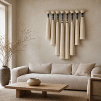 Décoration murale en macramé fait main avec des pompons, en fibres de coton, pour hôtel, hall, restaurant, salon