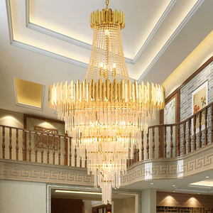 Custom Large Luxury Pendant Light Living Room Staircase Modern Gold Ceiling Crystal <b>Chandelier</b> for High Ceilings - Product Image 5