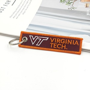 Customizable Double-Sided Embroidery Keychain Cross-Border Design Exquisite Woven Mark Cloth Label Lock Promotional Carabiner