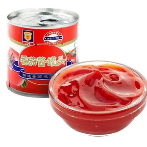 Wholesale canned food 198g canned tomatoes sauce french fries tomato puree natural healthy exotic ketchup tin tomatoes paste